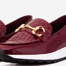 The Milan Burgundy Croc-Embossed Patent Leather Women Sneaker image 4