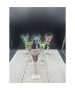 Set Of 6 Cordial / Sherry Glasses MCM Neon Colors Delicate Twisted Stem - $60.91 CAD
