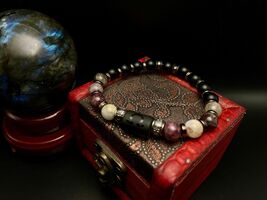 Libra Gemstone Bracelet: Mixed Tourmaline &amp; Matte Black Pearl Beaded Bra... - $26.94