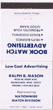 Matchbook Cover Ralph B Mason Milwaukee Wisconsin Book Matches - $2.73