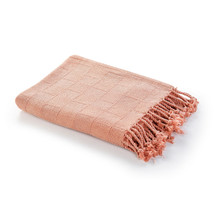 50" X 60" Pink Woven Cotton Throw Blanket with Fringe - $1,248.08 MXN