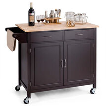 Brown Wood Top Kitchen Island Storage Cart With Casters - $315.38