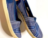 TOMS Avalon Womens Blue Stripe Woven Fabric Slip On Comfort Flats Shoes ... - $16.34