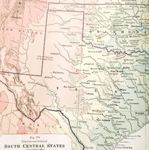 1916 United States Of America Map Fold Out South Central Texas 10&quot;x15&quot; D... - $29.99