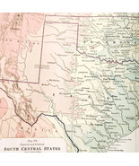 1916 United States Of America Map Fold Out South Central Texas 10&quot;x15&quot; D... - $551.07 MXN