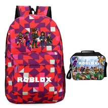 Roblox Backpack Package Summer Series Lunch Box Red Grid Schoolbag Daypack - £40.08 GBP
