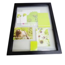 Floating Shadowbox Picture Photo Frame Black Wood Huge 14x19&quot; Glass - $19.78