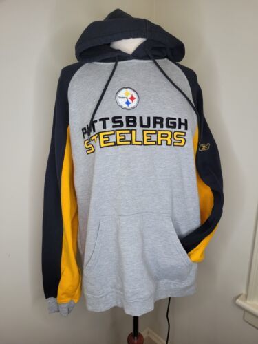 Men's NFL Reebok Pittsburgh Steelers football hoodie sweatshirt medium - £13.22 GBP