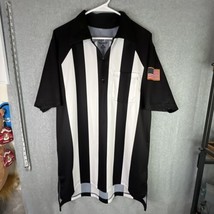 Authentic Smitty Officials Black White Striped Referee USA Mens Polo Shirt XL - £16.25 GBP