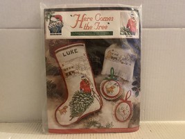 Here Comes the Tree Cross Stitch Christmas Stocking Ornament, NEW - £9.29 GBP