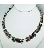 Sterling Silver 925 with Coral Necklace Vintage Style Mexico Silver - $4,655.50 MXN