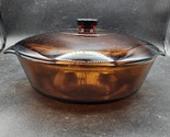 Vintage Anchor Hocking Visions 2 Quart 9&quot; Casserole Dish With Lid Amber ... - $22.89