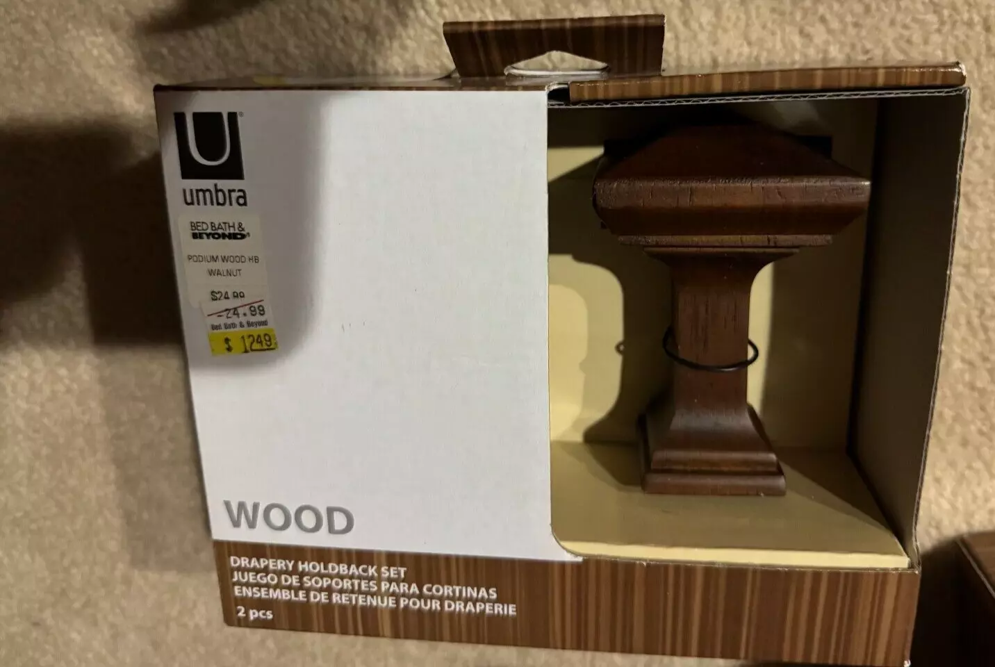 Umbra Wood Drapery Holdback Set Simple Design ~ NEW IN BOX - $34.99