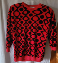 VTG Women&#39;s A Benedetto Pullover Sweater Red and Black Long Sleeve Shoul... - $19.99