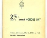 27th Annual Honors Day Program University of Illinois at Urbana 1951 - £21.86 GBP