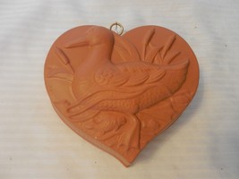 Small Brown Heart Shaped Terracotta Clay Jello Mold Wall Hanging Duck Swimming - £39.87 GBP