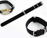 20mm watch band FITS Fossil Watches Black Nylon Woven with 4 Rings strap  - £12.45 GBP