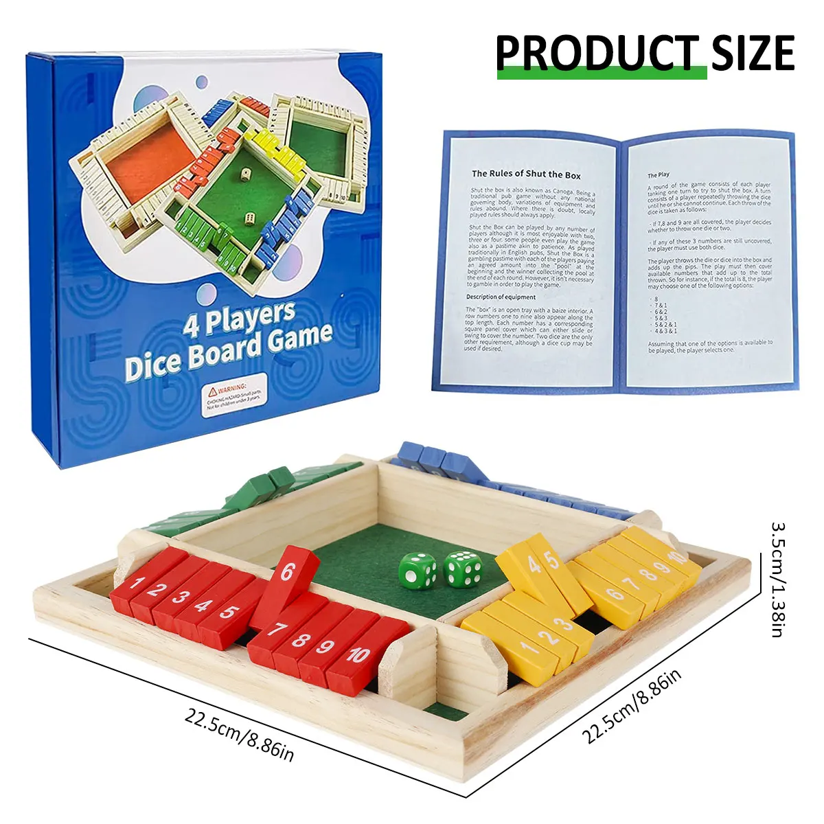 4 Player Shut the Box en d Games for Kids Adults Educational Learning Dice Games Other Winter