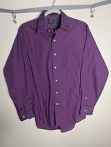 Alexander Julian Mens Dress Shirt Purple Spread Collar Cuff 14-141/2 - £5.36 GBP