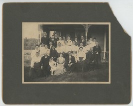 Antique 1906 8X10 in Mounted Photo Very Large Family Sitting in Front of House - £12.41 GBP