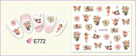 Nail Art 3D Decal Stickers Angel pink flower butterfly postage stamp E772 - £2.56 GBP