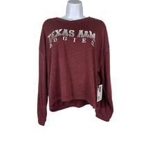 Sideline Apparel Texas A&amp;M Aggies Womens Lounge Shirt Red Cropped Crewneck Sz L - £17.24 GBP