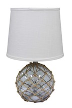 20&quot; Clear Glass Bedside Table Lamp With White Tapered Drum Shade - $242.50