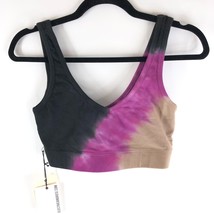 Electric &amp; Rose Porter Sports Bra Cotton Stretch Tie Dye Black Purple Br... - $24.06