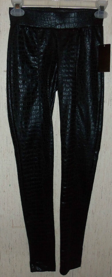 NEW WOMENS stooshy SHINY BLACK LEGGINGS / SKINNY PANTS  SIZE S - $23.33