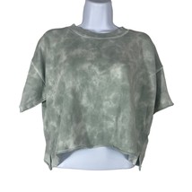 Aerie Womens Cropped Sweatshirt Size Small Short Sleeve Green Tie Dye Oversized - £10.75 GBP
