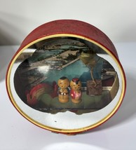 Vtg Japanese Round Diorama Box Kokeshi Figures Mirror Wooden - $749.31 MXN