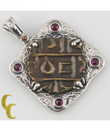 Bhutan Moneda en la Plata Bisel Con Enganche 4 Rubí Cabujones Colgante A... - €823,18 EUR