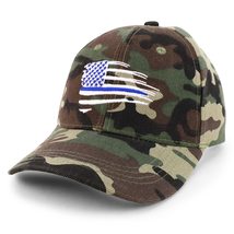 Trendy Apparel Shop Thin Blue Line Waving USA Flag WE Support Baseball Cap - Cam - £15.97 GBP