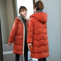 Mid-length Hooded Cotton Padded Loose Coat Women Winter Warm Thicken Overcoat Ov - £57.55 GBP