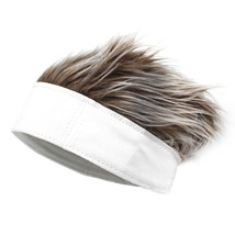 Saisifen Men Beanie Hat with Fake Hair White Headband Light Brown Hair - £11.31 GBP