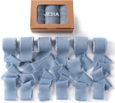 Chiffon Ribbon 6 Rolls Dusty Blue Handmade Fringe Chiffon Silk Ribbons 1... - $43.48