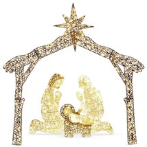 Nativity Scene Lighted Christmas Outdoor Yard Decor Clear White LED Lights 6-ft - £101.16 GBP