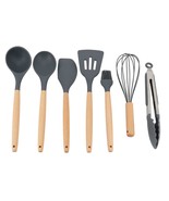 Gibson Home Holton 7 Piece Silicone Beech Wood Kitchen Tool Set in Grey - €48,84 EUR