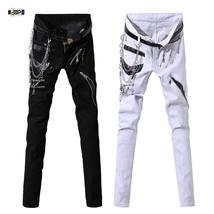 Idopy Multi-Zipper Jeans with Chain Patchwork - Punk Gothic Stage Party ... - £55.08 GBP+