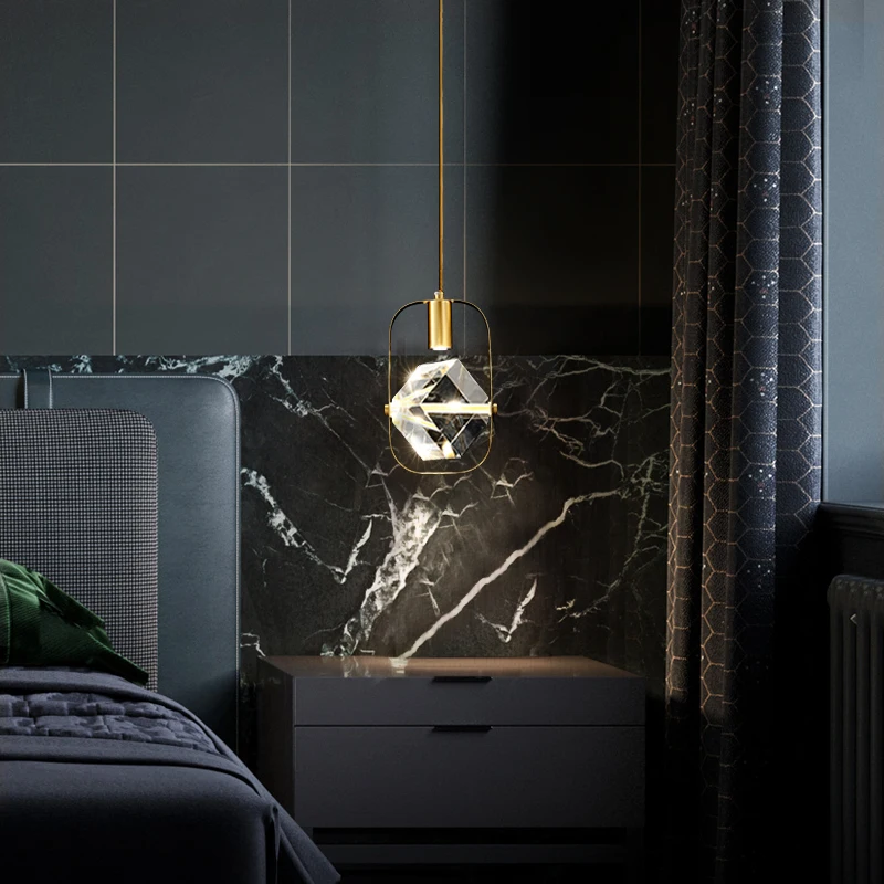 Modern Luxury Chandelier Crystal Copper LED Pendant Light Living Room Be... - £102.73 GBP+