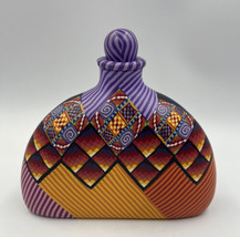 Polymer Clay Decanter Container Bottle With Stopper Colorful Bright - $99.99