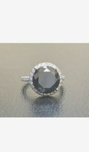 3Ct Rund Labor Erstellt Schwarz Diamant Halo Verlobungsring 14K Weiß Vergoldet - £90.01 GBP