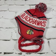 Reebok NHL Black Hawks Red Trapper Hat Boys sz 4-7 - £11.69 GBP