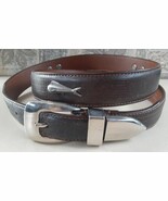 Zep-Pro Belt Men&#39;s Size 42 Silver Tone Buckle Leather Mahi Mahi U2 - $27.15 CAD