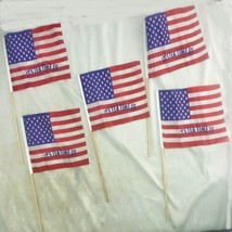 LOT OF 5 USA   it&#39;s tea time  Standard Wood Stick  flags - £11.68 GBP