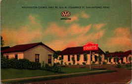Washington Courts Motel Hwy 90 San Antonio Texas Tx Unp Lino Cartolina Mai Usato - £4.40 GBP