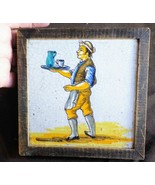 Old Vintage Painting Delft Holland Art Pottery Hand Painted Tile Man Wai... - $594.03 MXN
