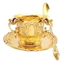 Antique Solid 18k Yellow Gold Sugar Bowl Dish Spoon Abraham Portal Set c. 1779 - £59,813.86 GBP