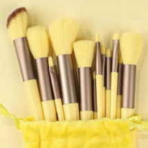 Yellow Makeup Brush 14pc Set Foundation Powder Eyeshadow Eyeliner Lip Cosmetic - £11.59 GBP