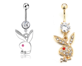 Playboy Bunny Naval Belly Ring (White or Gold) - £6.29 GBP